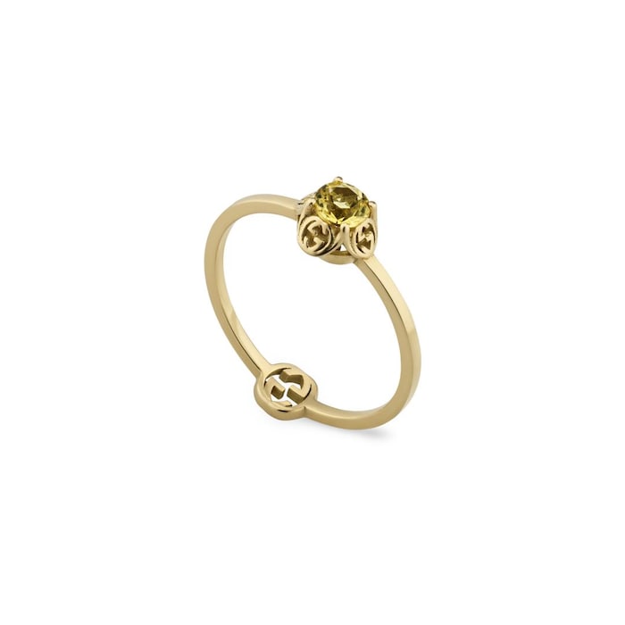 Gucci Gucci Interlocking 18ct Yellow Gold & Beryl Ring