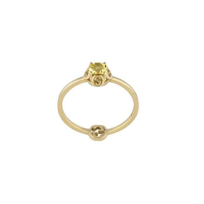 Gucci 18ct Yellow Gold & Beryl Interlocking G Ring