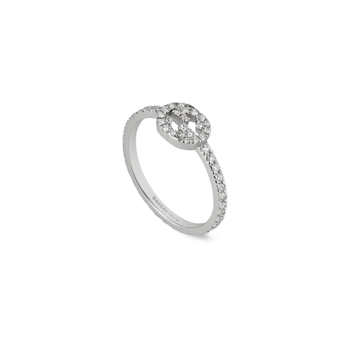 Gucci 18ct White Gold 0.28ct Diamond Interlocking G Ring