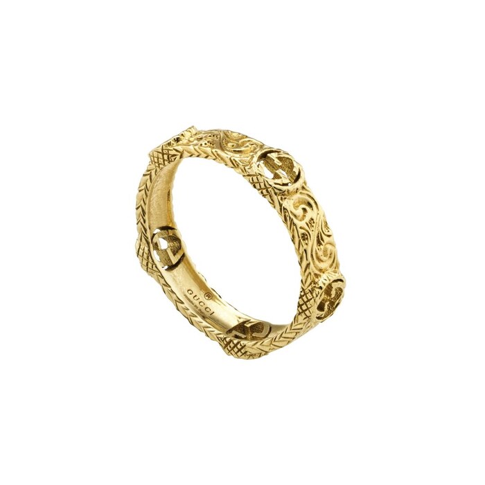 Gucci Gucci Interlocking 18ct Yellow Gold Textured Ring