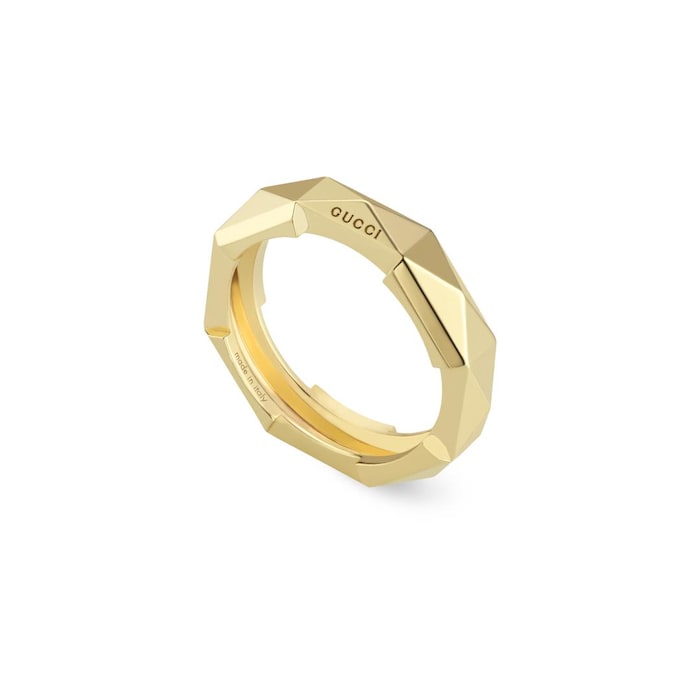 Gucci 18ct Yellow Gold Gucci Link to Love Studded Ring - 5mm