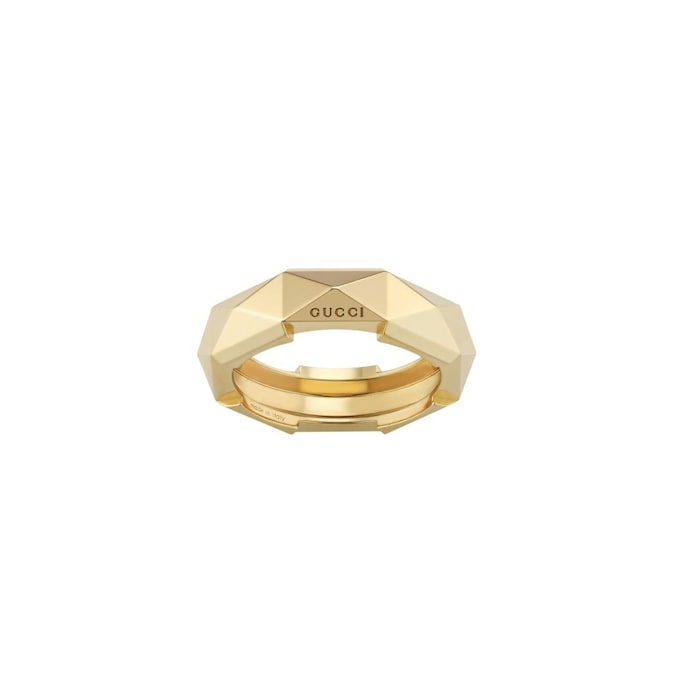 Gucci 18ct Yellow Gold Gucci Link to Love Studded Ring - 6mm