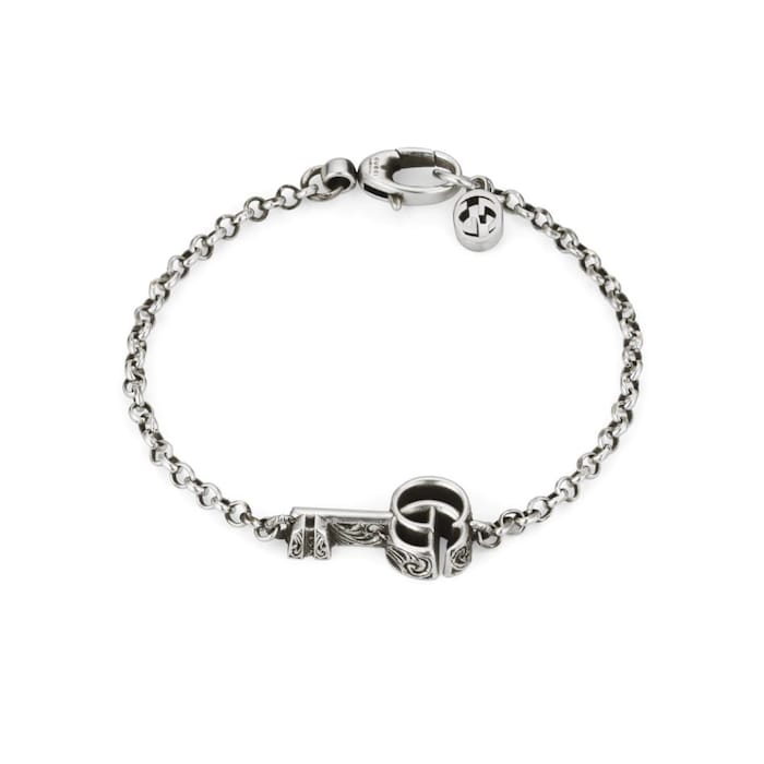 Gucci Sterling Silver GG Key Bracelet - 18cm
