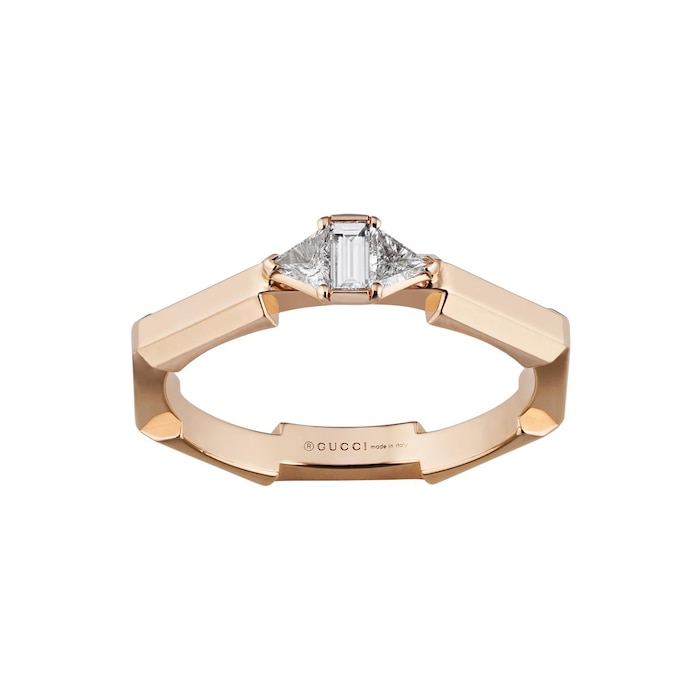 Gucci 18ct Rose Gold Gucci Link to Love 0.17cttw Diamond Ring