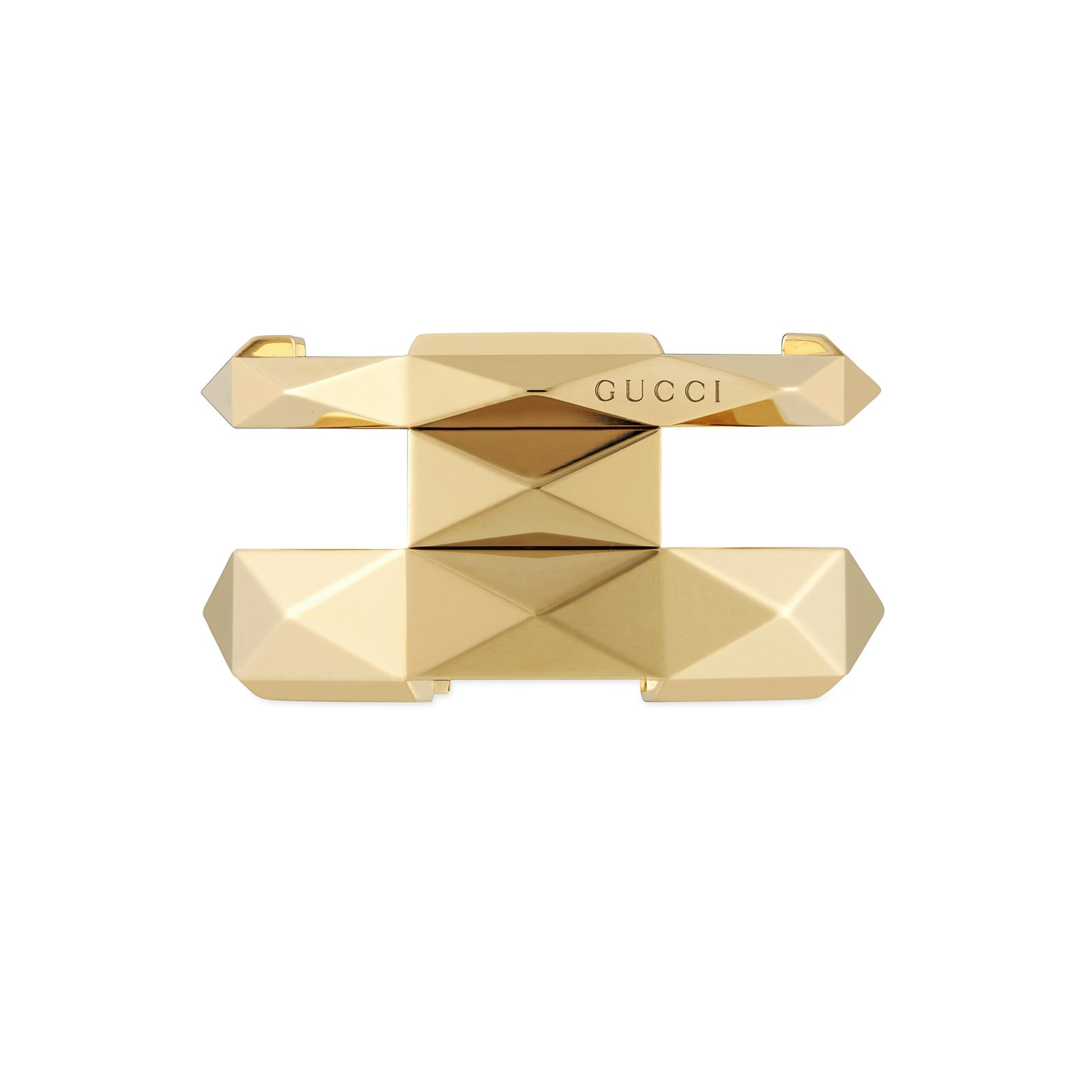 Gucci 18ct Yellow Gold Gucci Link to Love Studded Double Ring Gucci 18ct Yellow Gold Gucci Link to Love Studded Double Ring