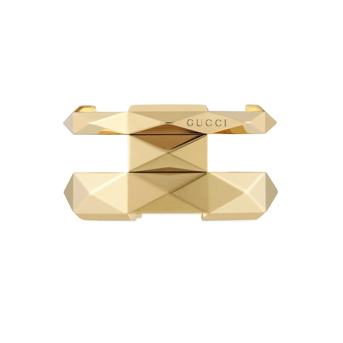 Gucci 18ct Yellow Gold Gucci Link to Love Studded Double Ring