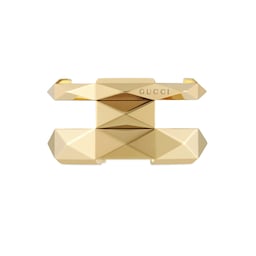 37341708 - 18ct Yellow Gold Gucci Link to Love Studded Double Ring