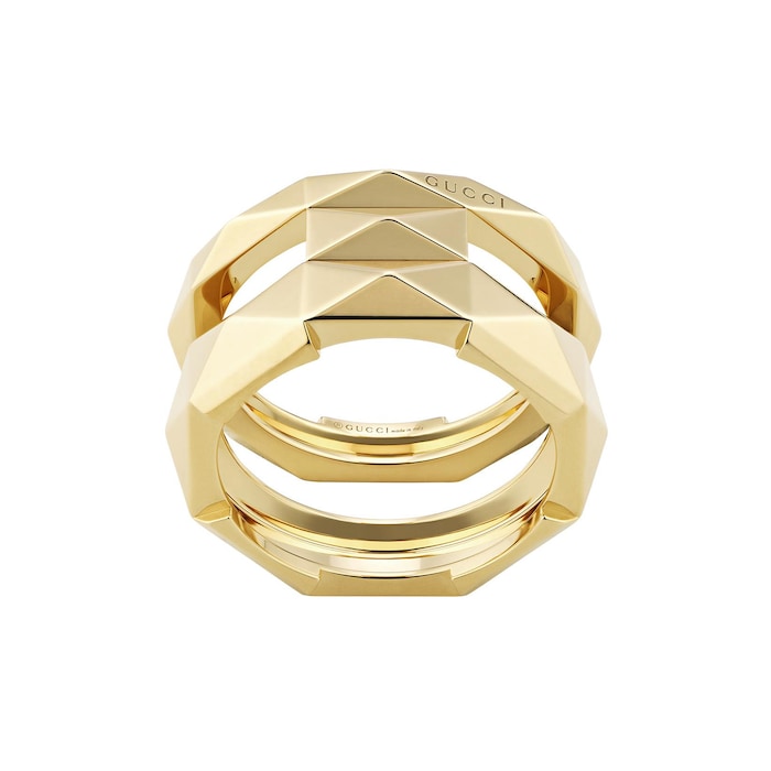 Gucci 18ct Yellow Gold Gucci Link to Love Studded Double Ring