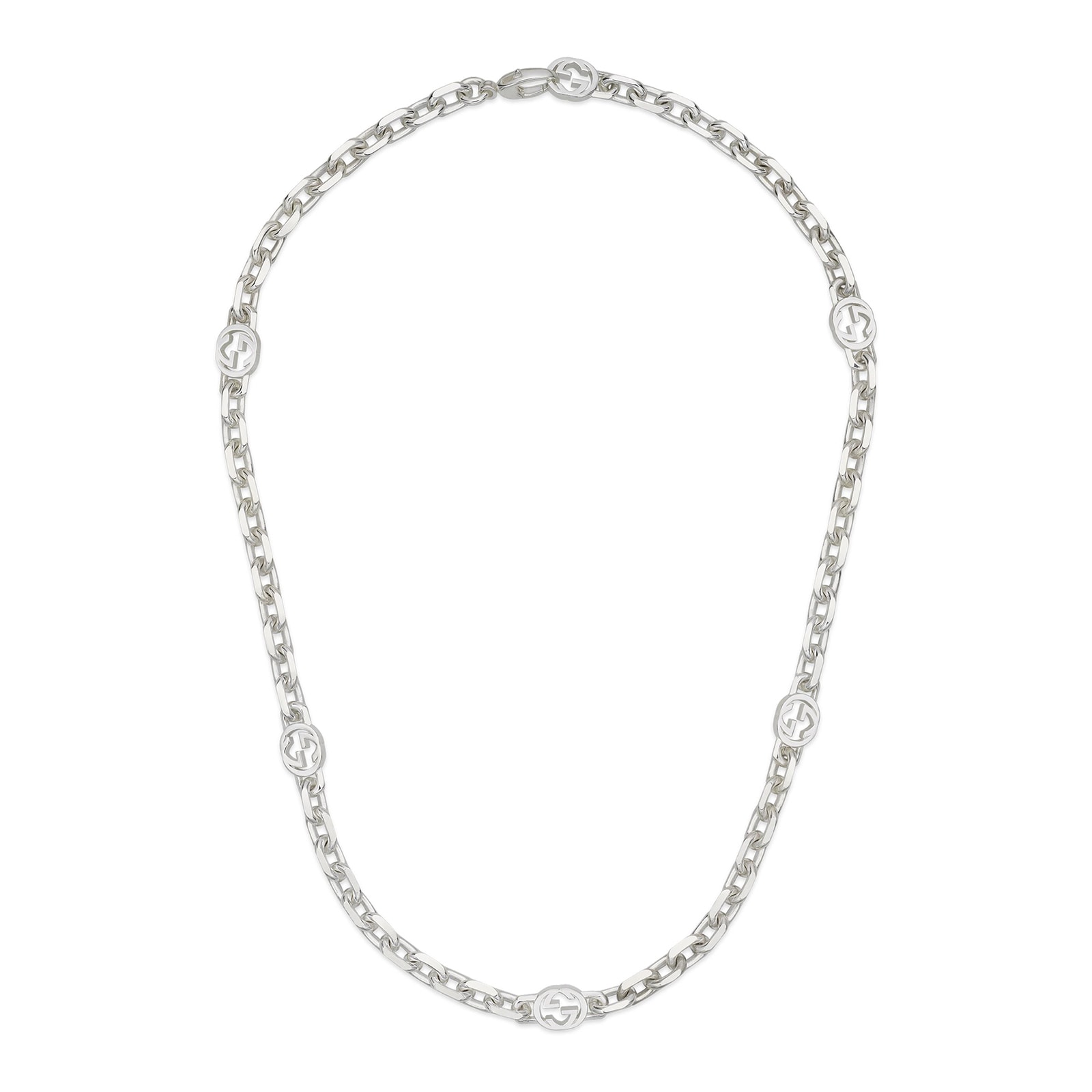 Gucci Gucci Interlocking Sterling Silver Chain Necklace