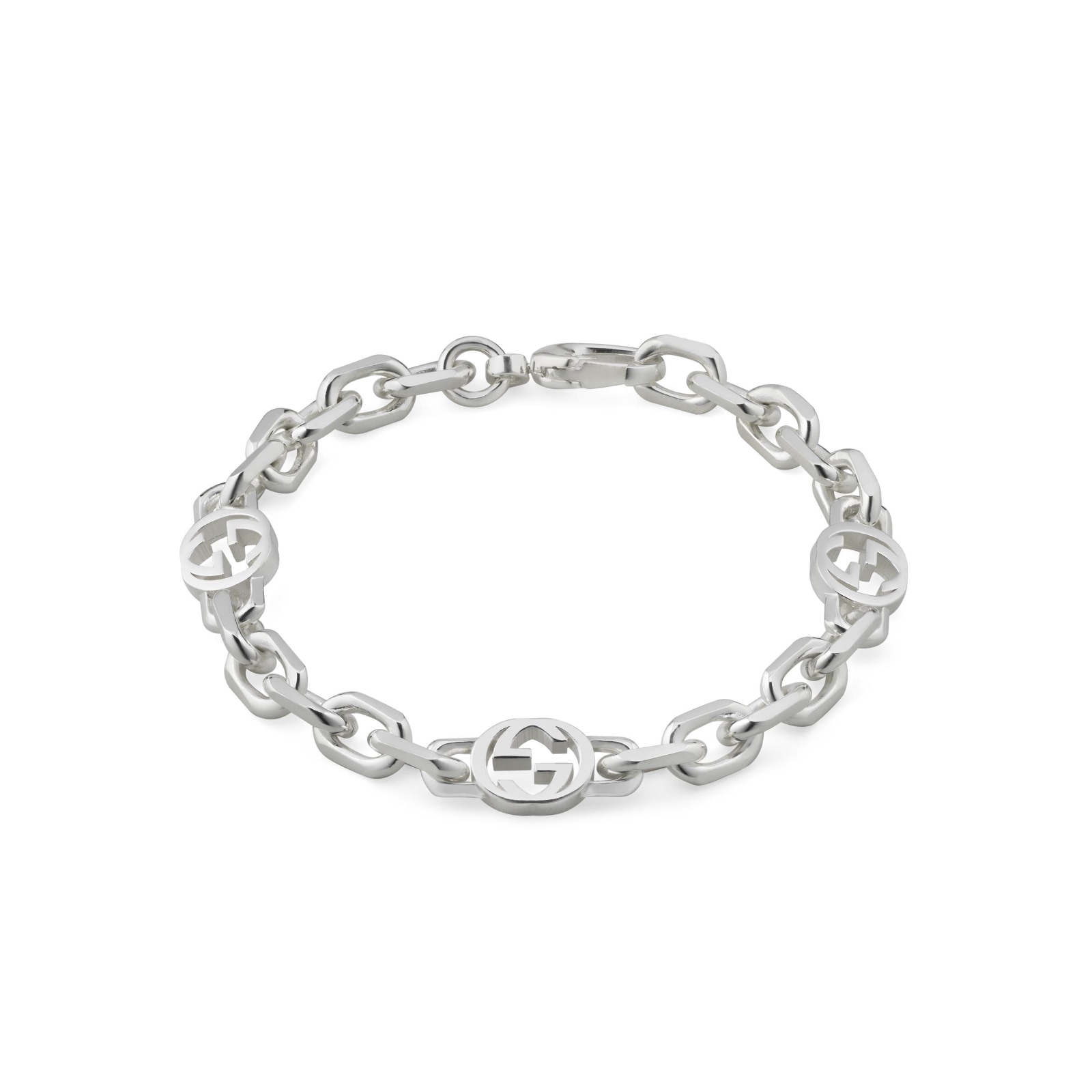 Interlocking G Sterling Silver Chain Bracelet - 17cm