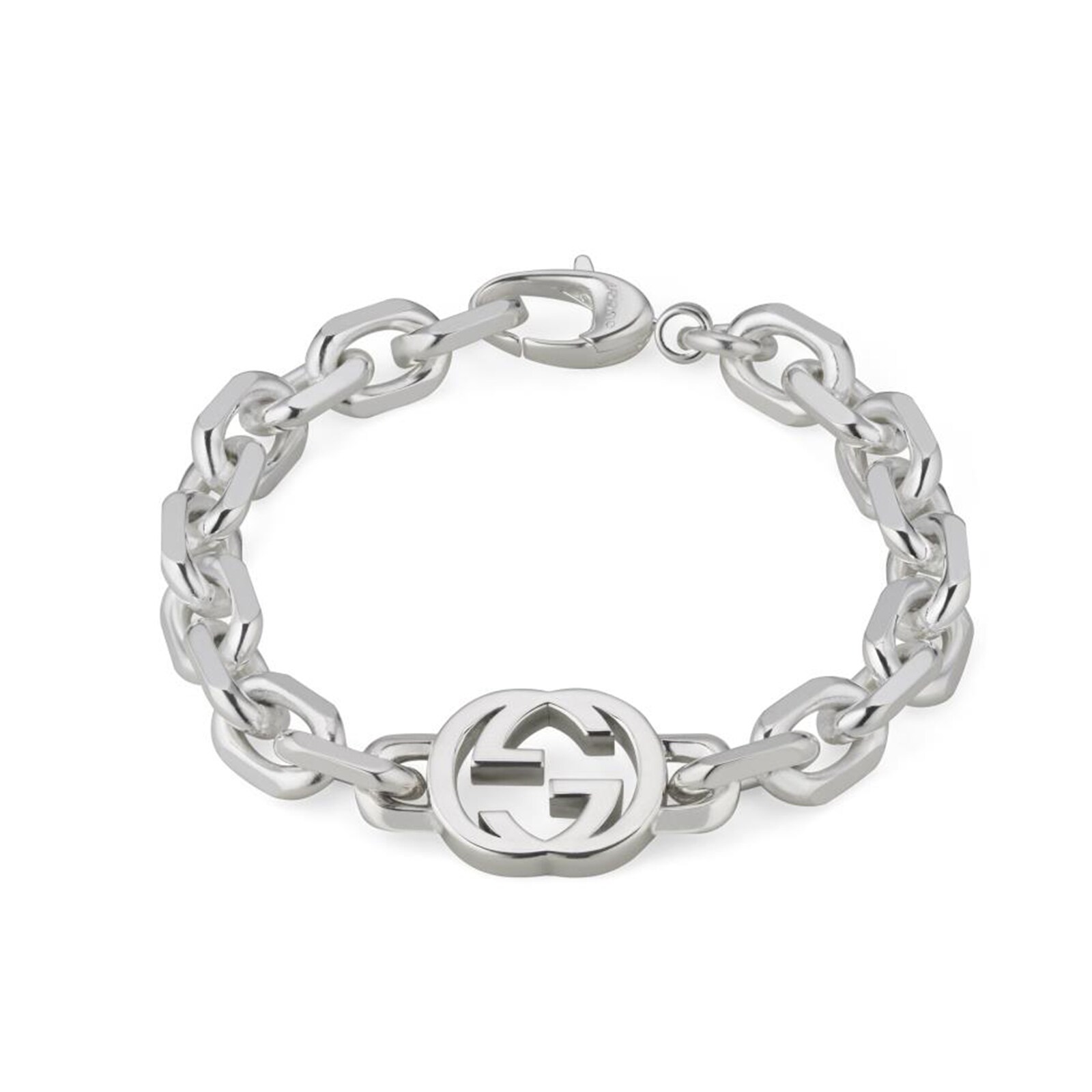 Gucci Interlocking Sterling Silver Chain Bracelet - 19cm