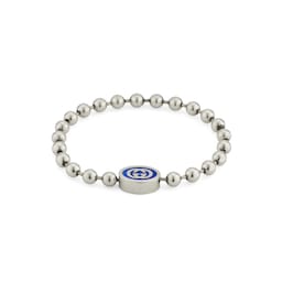 37341717 - Gucci Interlocking Sterling Silver & Blue Enamel Bracelet - 19cm
