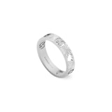 Gucci 18k White Gold 4mm Icon Cut Out Heart Ring Size 6
