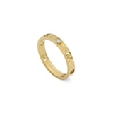 Gucci 18k Yellow Gold Diamond 3mm Icon Cut Out Heart Ring Size 6