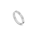 Gucci 18k White Gold Diamond 3mm Icon Cut Out Heart Ring Size 6.5