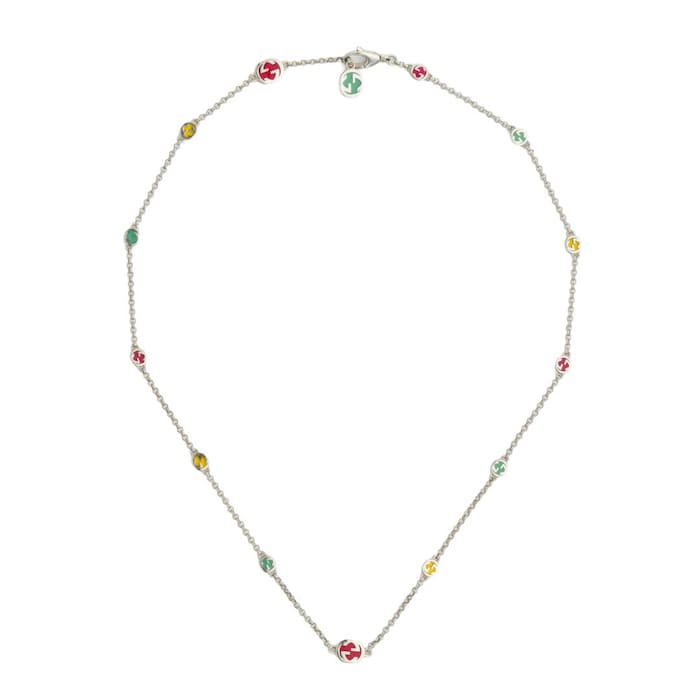 Gucci Gucci Interlocking Sterling Silver & Enamel Necklace