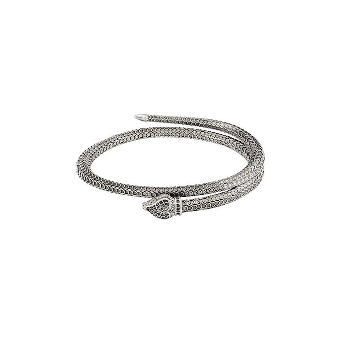 Gucci Garden Sterling Silver Aged Snake Bracelet