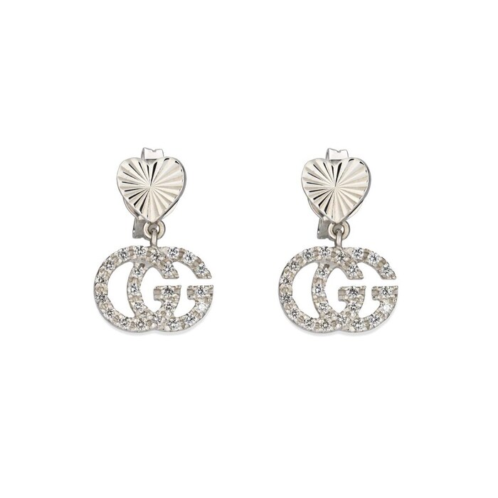 Gucci Gucci 18ct White Gold 0.17ct Diamond GG Drop Earrings