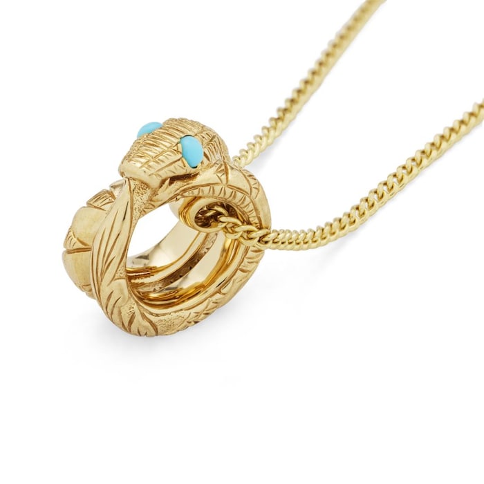 Gucci 18ct Yellow Gold Ouroboros Turquoise Necklace