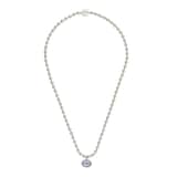 Gucci Sterling Silver Interlocking G Blue Enamel Boule Chain Necklace 22"