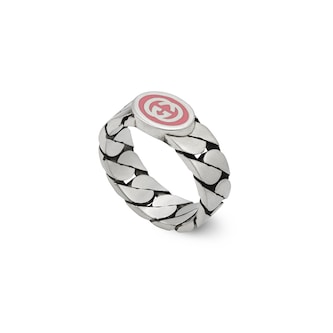 Gucci Gucci Interlocking Sterling Silver Pink Enamel 5mm Ring Size 6.5 Gucci Gucci Interlocking Sterling Silver Pink Enamel 5mm Ring Size 6.5