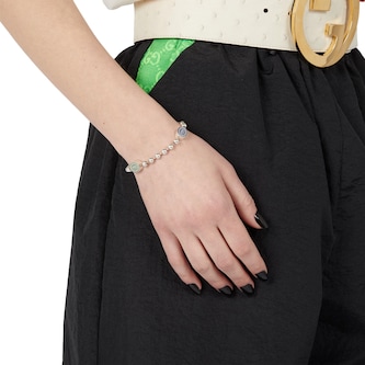 Gucci Gucci Interlocking Sterling Silver Multi-Color Enamel Boule Chain Bracelet