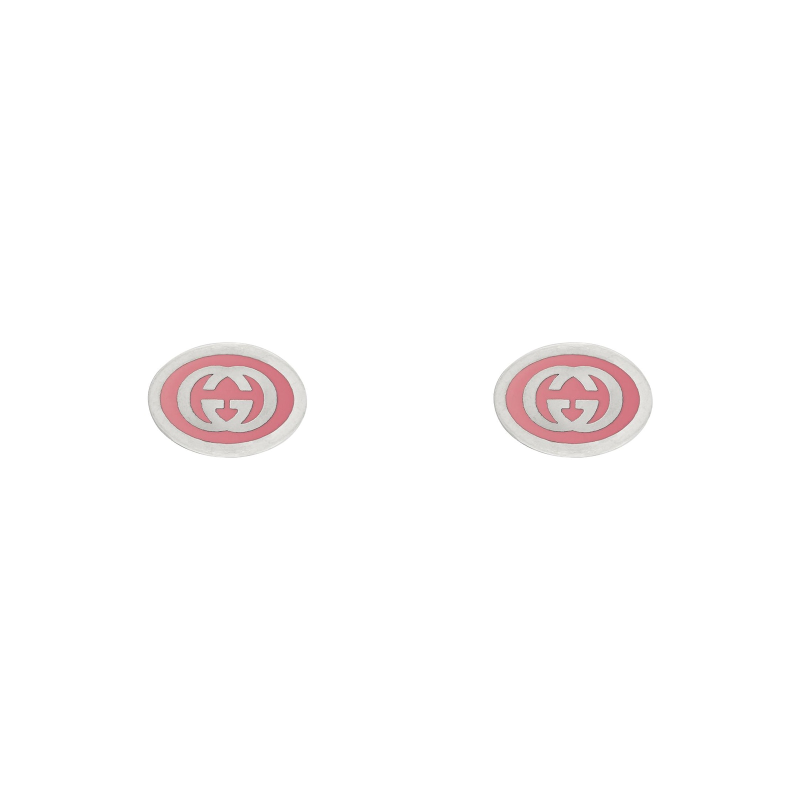 Gucci Logo Round Stud Earrings In Sterling Silver, Gucci