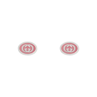 Gucci Gucci Interlocking Sterling Silver Pink Enamel Stud Earrings Gucci Gucci Interlocking Sterling Silver Pink Enamel Stud Earrings