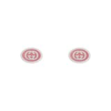 Gucci Sterling Silver Interlocking G Pink Enamel Stud Earrings