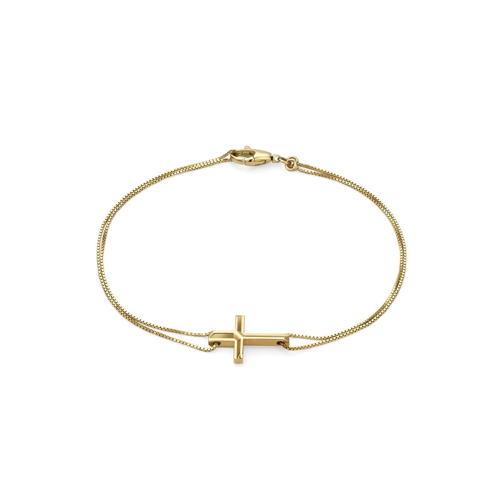 18k Yellow Gold Link to Love Cross Charm Bracelet 16cm