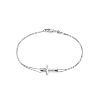 Gucci 18k White Gold Link to Love Cross Charm Bracelet 16cm