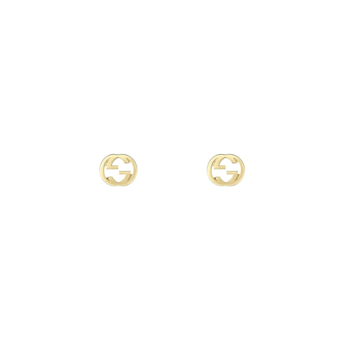 Gucci 18k Yellow Gold Interlocking G Stud Earrings