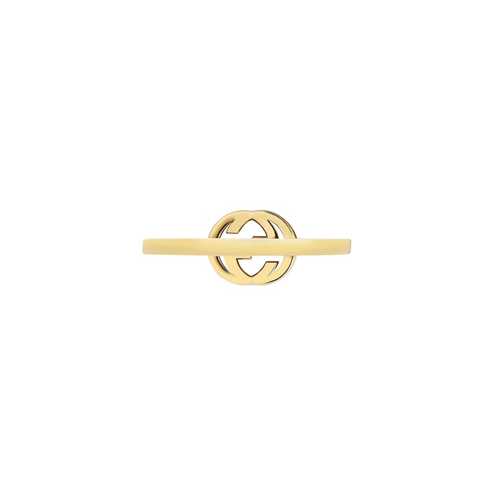 Gucci 18k Yellow Gold 0.12cttw Diamond Interlocking G Ring Size 6