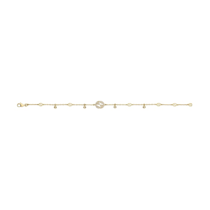 Gucci Gucci Interlocking 18k Yellow Gold 0.20cttw Diamond Bracelet 16cm