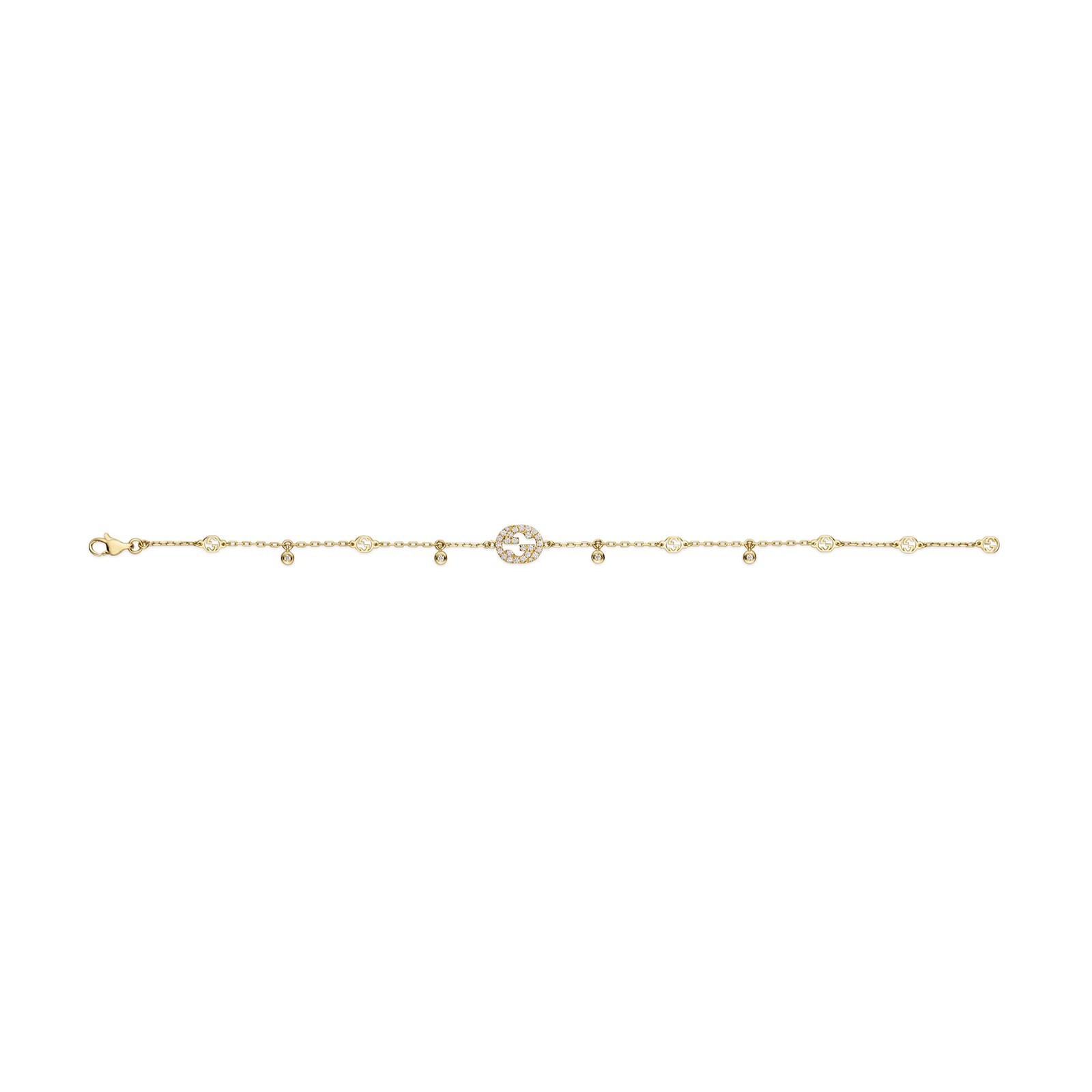 Gucci Gucci Interlocking 18k Yellow Gold 0.20cttw Diamond Bracelet 16cm