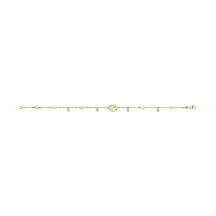 Gucci Gucci Interlocking 18k Yellow Gold 0.20cttw Diamond Bracelet 16cm