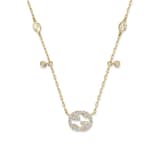 Gucci 18k Yellow Gold 0.27cttw Pave Diamond Interlocking G Necklace 16.5"