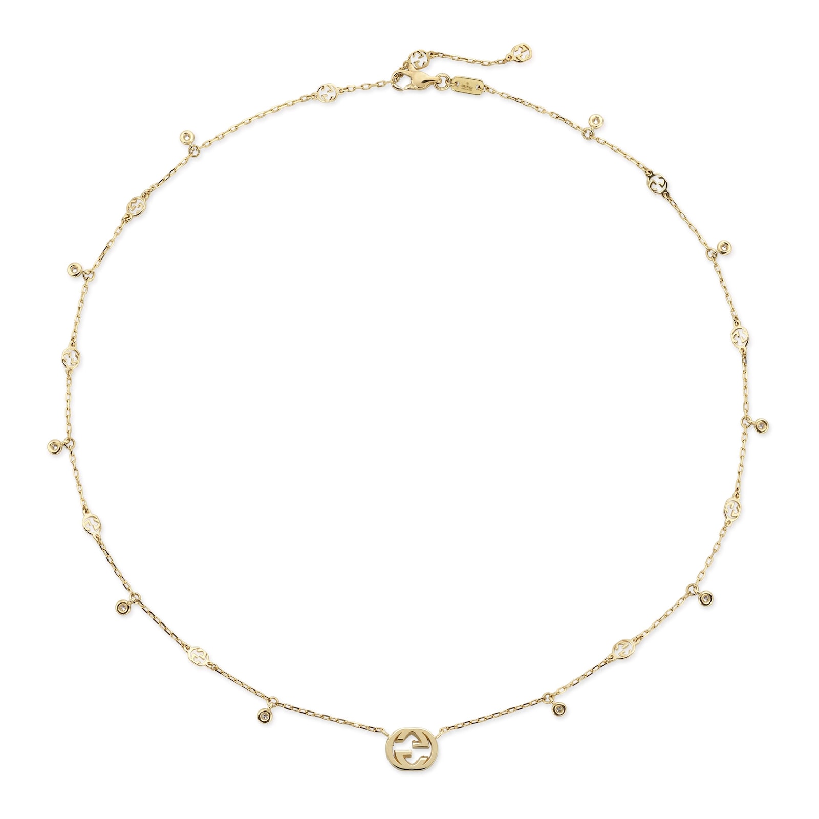 Gucci Gucci Interlocking 18k Yellow Gold 0.27cttw Pave Diamond Necklace 16.5"