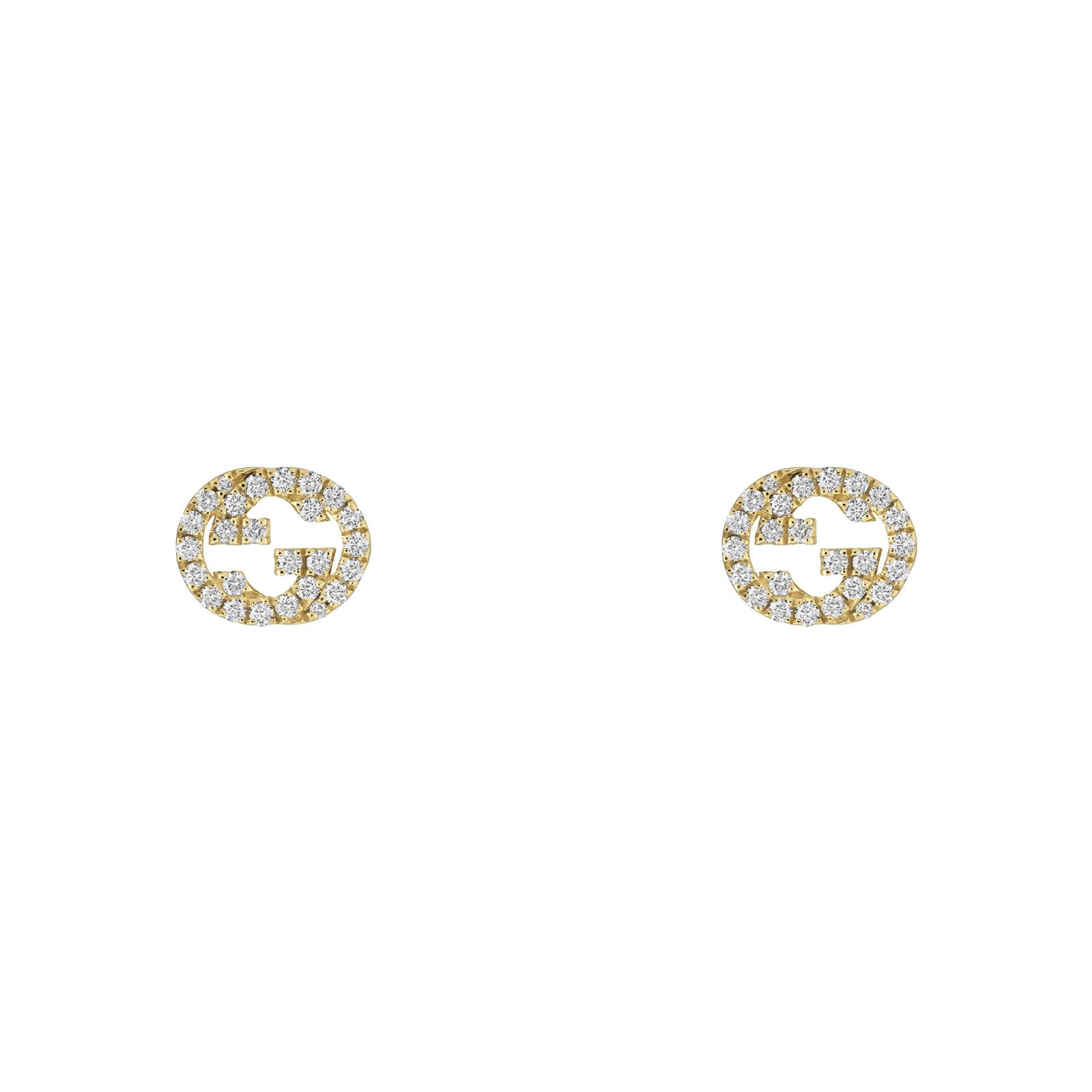 Gucci Gucci Interlocking 18k Yellow Gold 0.38cttw Pave Diamond Stud Earrings