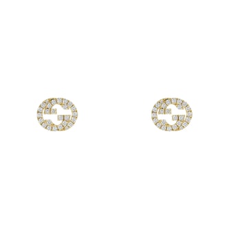 Gucci Gucci Interlocking 18k Yellow Gold 0.38cttw Pave Diamond Stud Earrings