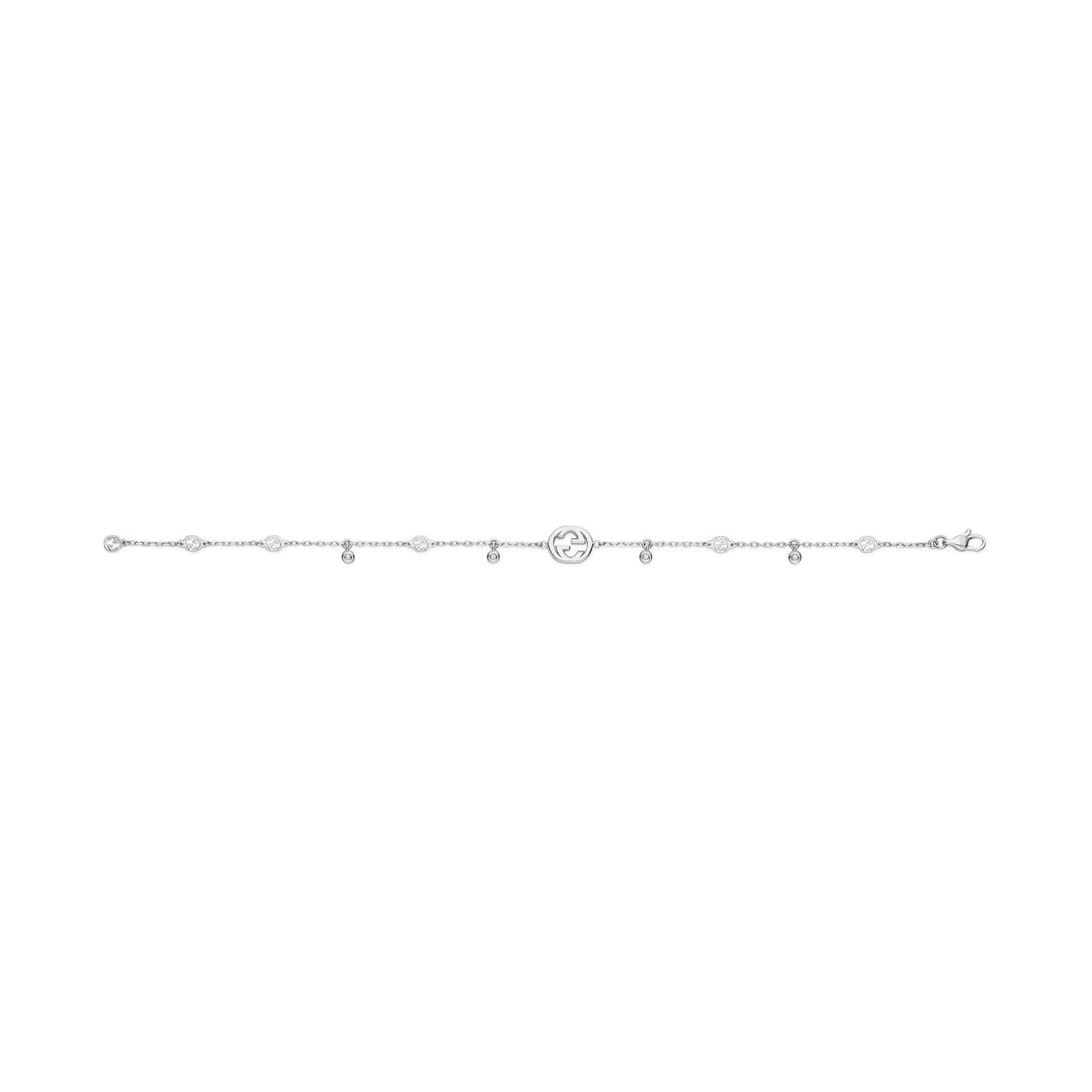 Gucci Gucci Interlocking 18k White Gold 0.20cttw Diamond Bracelet 16cm