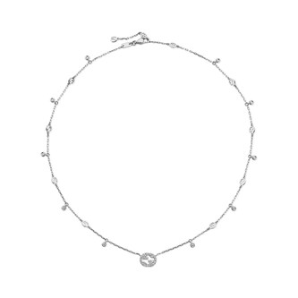 Gucci Gucci Interlocking 18k White Gold 0.27cttw Diamond Necklace 16.5"