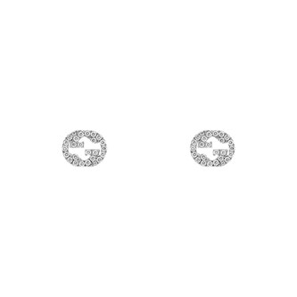 Gucci Gucci Interlocking 18k White Gold 0.38cttw Pave Diamond Stud Earrings