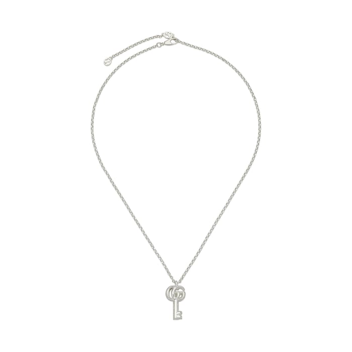 Gucci Sterling Silver GG Marmont Key Necklace