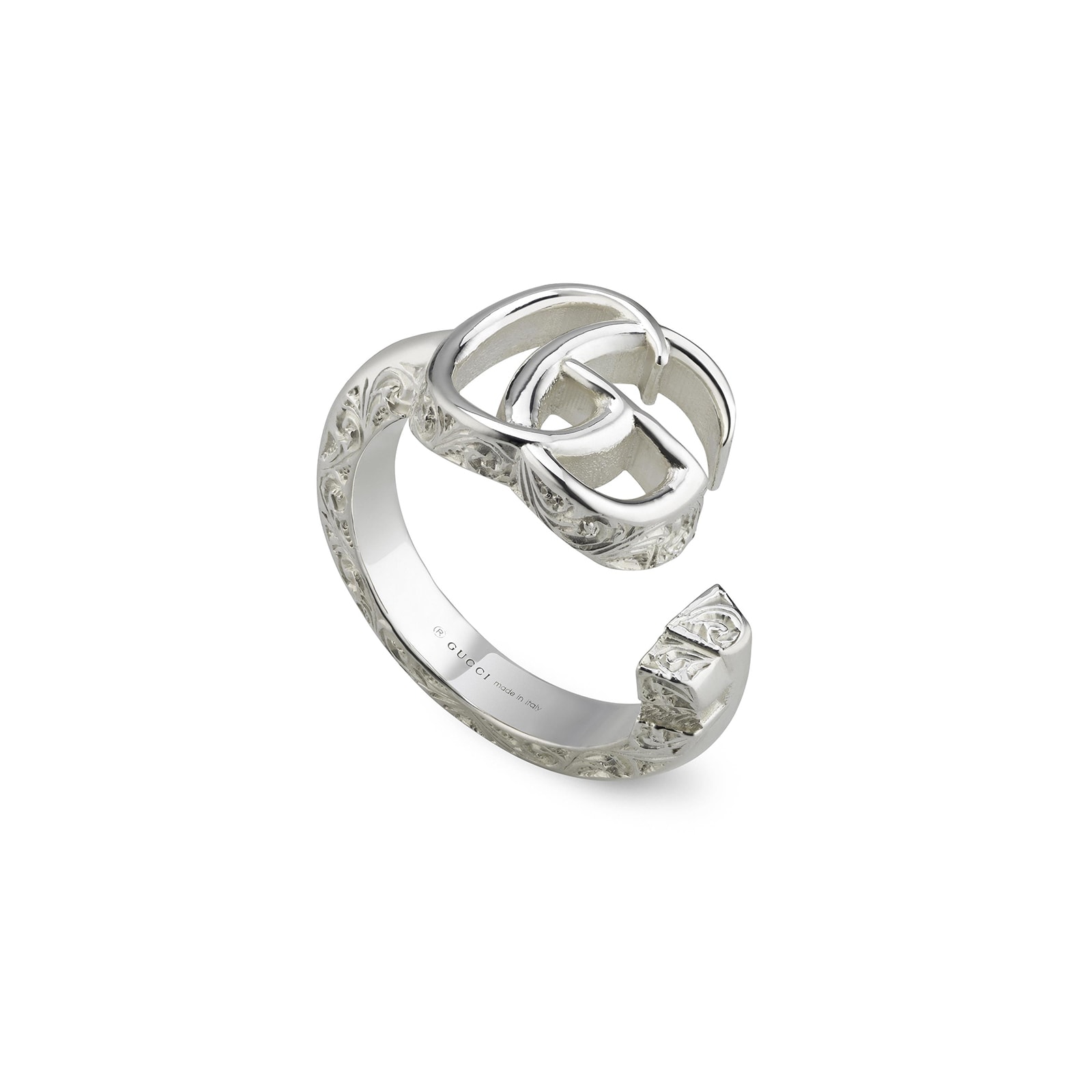 Gucci Sterling Silver GG Marmont Key Ring Size 5.75