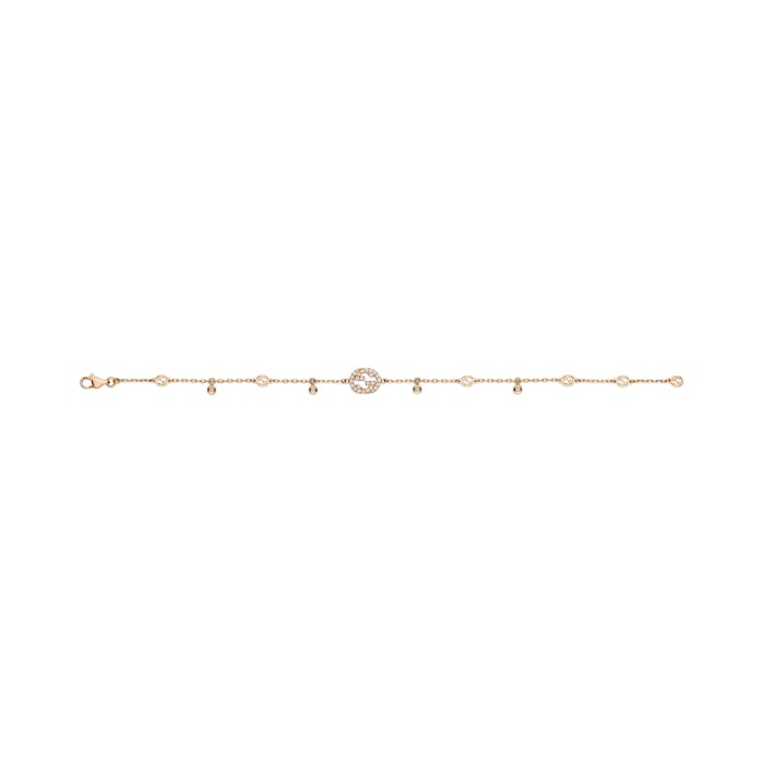 Gucci 18k Rose Gold 0.20cttw Diamond Interlocking G Bracelet 16cm