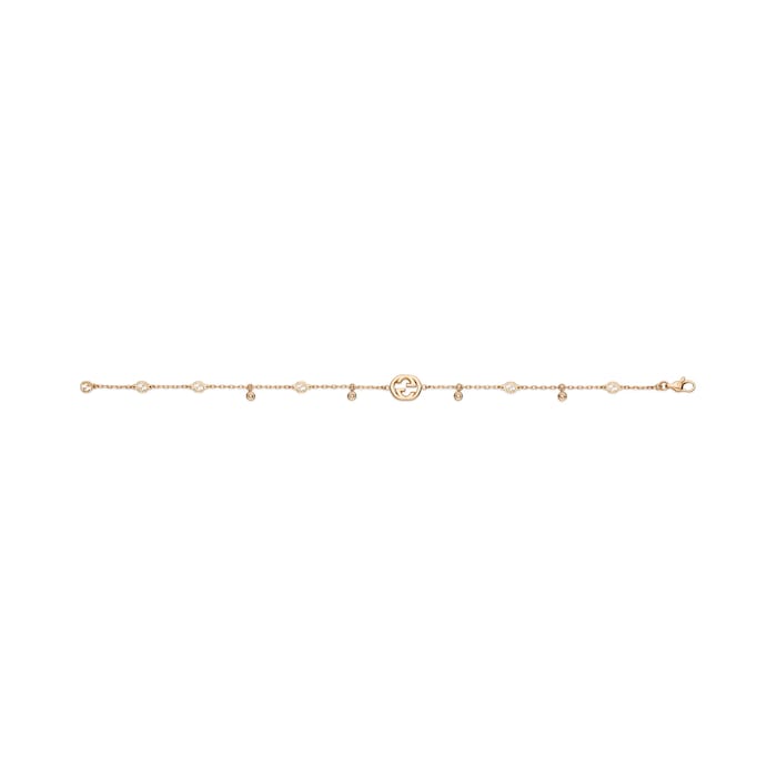 Gucci Gucci Interlocking 18k Rose Gold 0.20cttw Diamond Bracelet 16cm