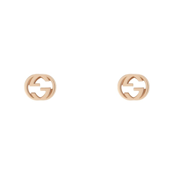 Gucci Gucci Interlocking 18K Rose Gold Stud Earrings