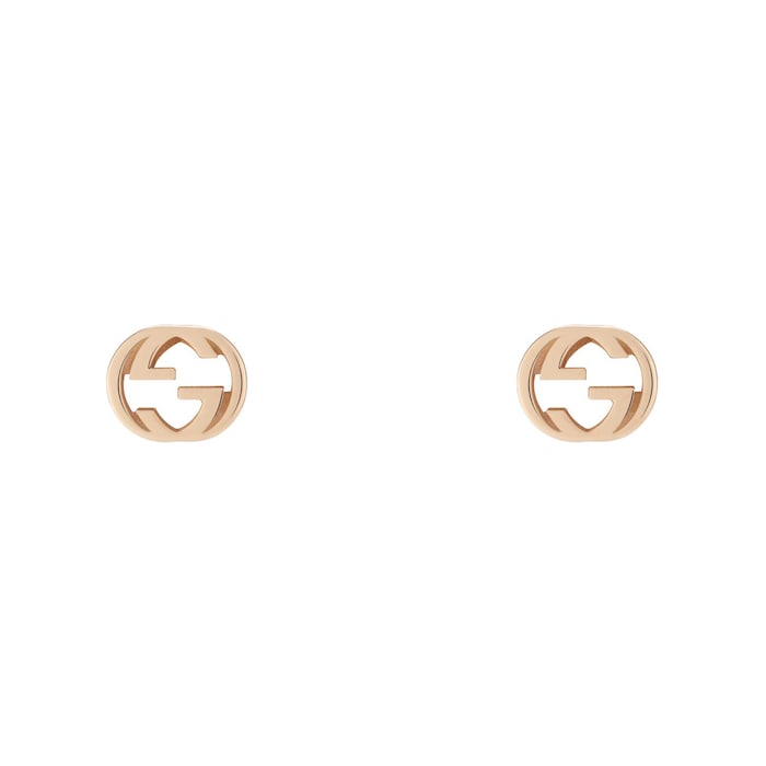 Gucci 18K Rose Gold Interlocking G Stud Earrings