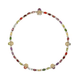 Gucci 18K Yellow Gold Diamond & Multi Gemstone Lion Necklace